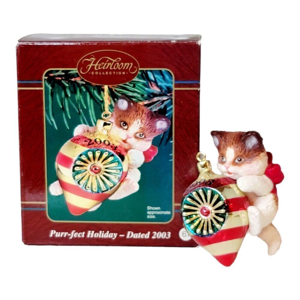 Heirloom Carlton Cards 2.5" Purr-fect Kitty Cat‎ Ornament Figurine